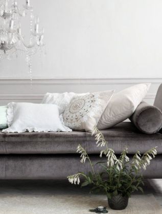 H&M knows this trend is alive and well, and recently featured a velvet daybed, quaint cushions, chandeliers and waintscotting in its (not yet available in Canada) home line. 