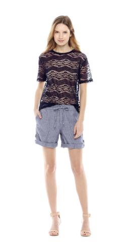 This lace tee is the closest I could find to the daisy print, white tee with sheer and opaque patterning. Sold Out already - a clear marker of fast fashion.