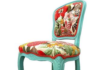 Wow. Just wow. My fave 1950s Diner blue/teal, with a tropical print. 