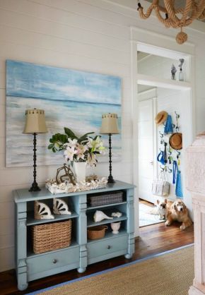 15 shades of blue; a great mash up of beachy items.  Found on beachblissliving.com