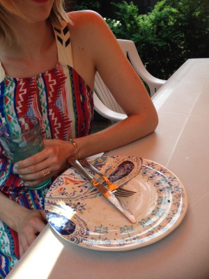 Plate clean and hunger sated. Water in hand. I think we are on to something good!