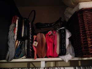 The shelf looks so tidy with the clutches nestled nicely against each other - visible and so much more likely to get used!